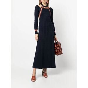 Rosie Assoulin cable-knit midi Virgin Wool dress in navy blue M